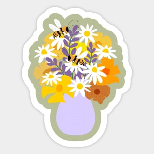 Wildflower and Honeybee Illustration Sticker